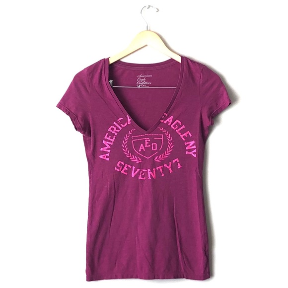 SALE🌟5/$25 | AMERICAN EAGLE | Dark Fuchsia Tee Shirt | - Picture 1 of 4